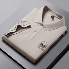 Men's Embroidered Cotton Breathable Casual Polo Shirt