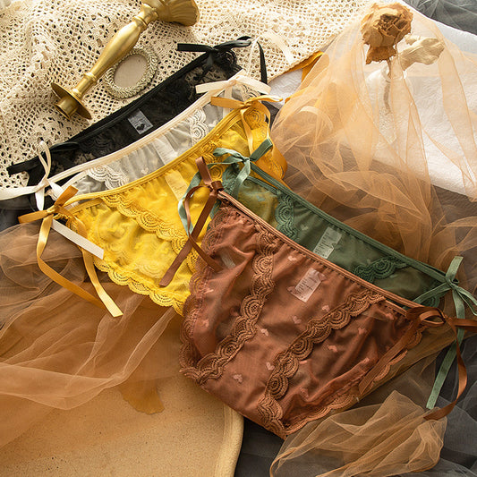 Sexy lace-up transparent low-rise Panties