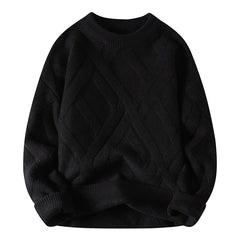 Men's Round Neck Pullover Casual Loose Thickened Sweater