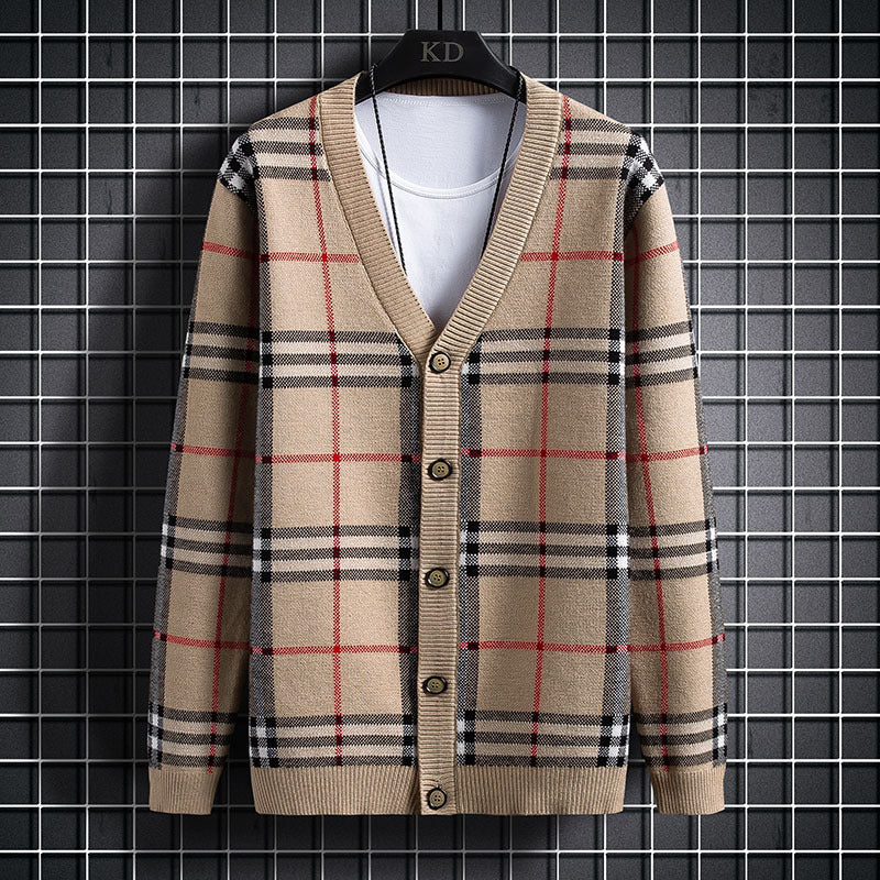 Men's Casual Fashion Striped Knitted Cardigan