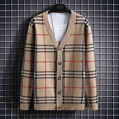 Men's Casual Fashion Striped Knitted Cardigan