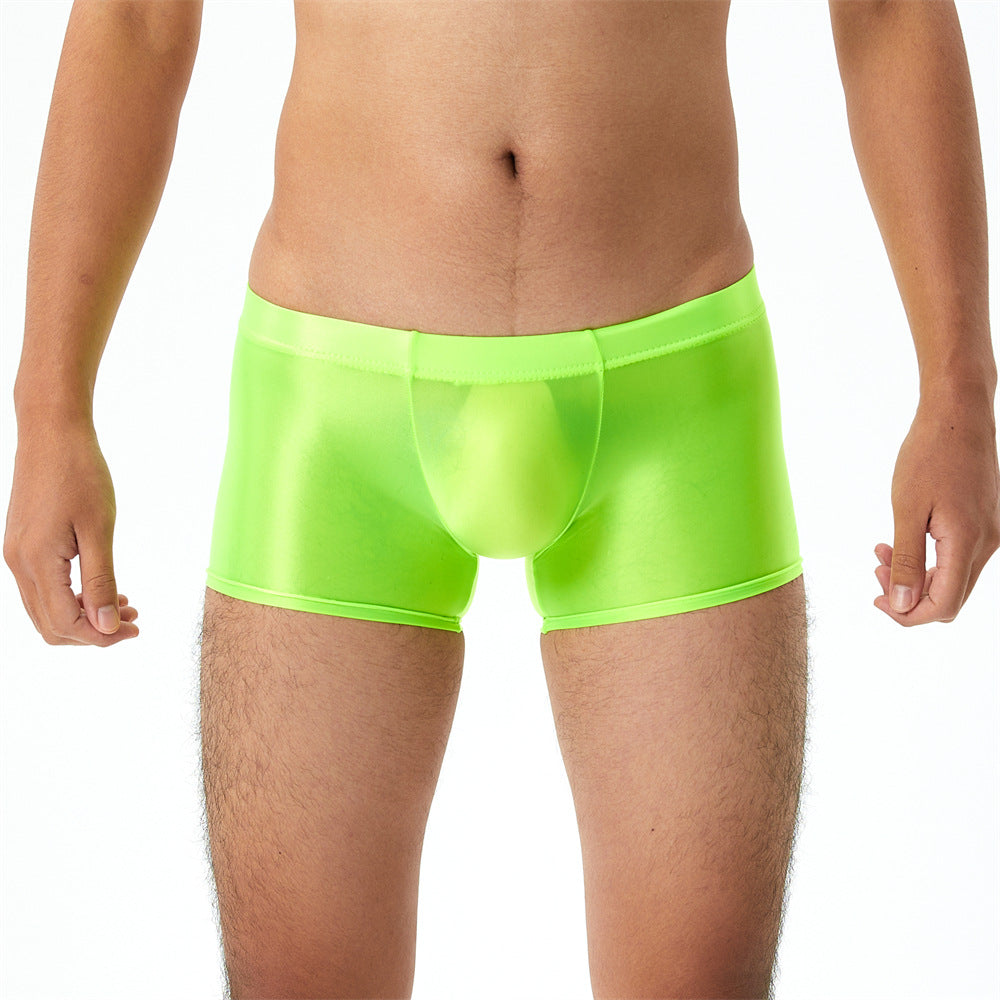 Men's Sexy Shiny Silky Transparent Boxer Briefs