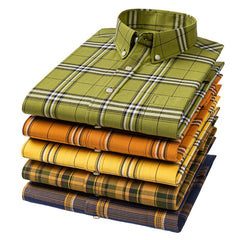 Men's Cotton Plaid Long Sleeve Shirt