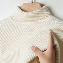 Men's Solid Color Turtleneck Warm Fashionable Knitted Sweater