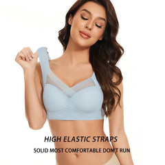 Plus size wireless lace push up bra