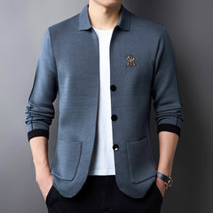 Men's Casual Retro Jacquard Striped V-neck Cardigan