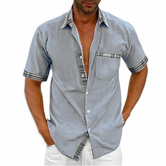 2023 Men's Summer Solid Color Plus Size Short-sleeved Shirt