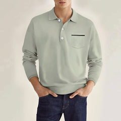 Men's Long Sleeve Pocket Casual Polo Shirt
