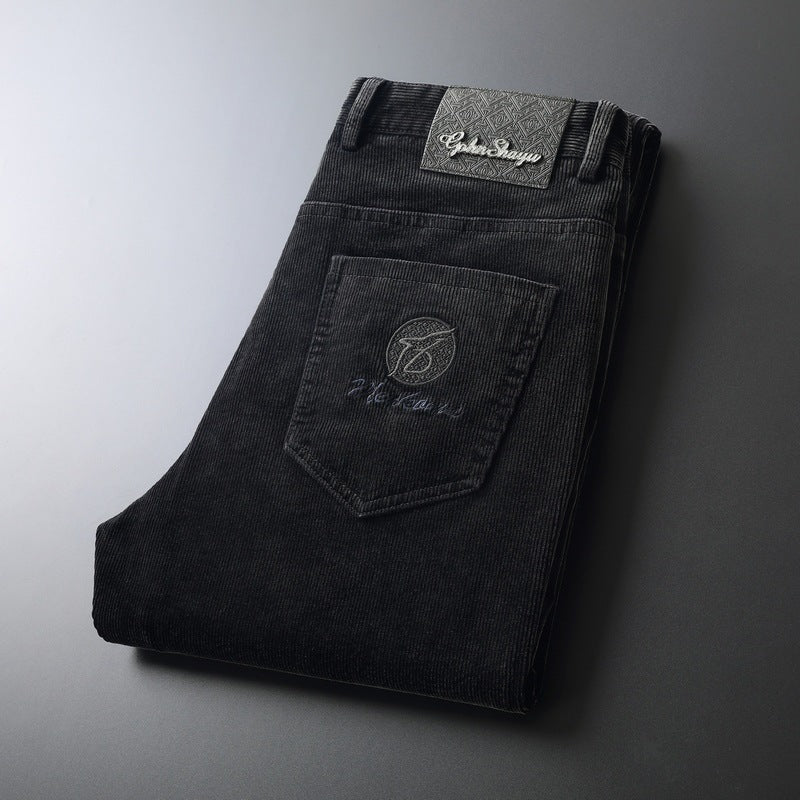 Men's Corduroy Business Straight Thermal Casual Pants
