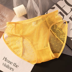 Sexy Satin Lace Mesh Briefs