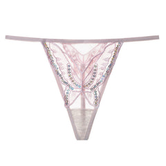 Bowknot Sexy Transparent Embroidered Thong