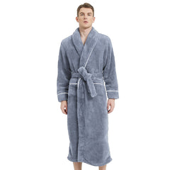 2024 Winter Men's Comfortable Cotton Velvet Long Nightgown