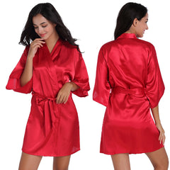 Ladies Satin Skin Friendly Cardigan Nightgown