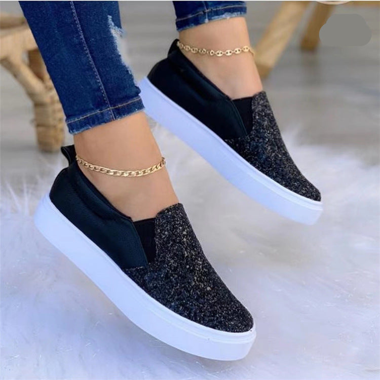 Large size new flat sequined loafers