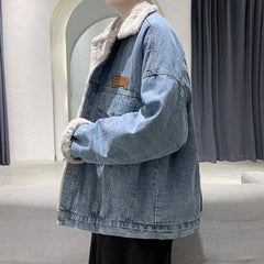 Winter fleece thickened denim jacket