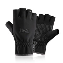 Outdoor windproof zipper touch screen men's warm plus velvet thick gloves