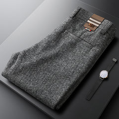 Men's Woolen Straight Striped Thick Casual Pants