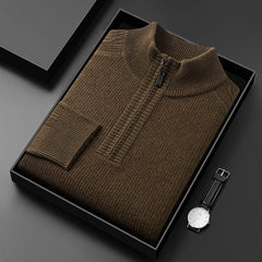 Men's 2024 Thickened Half Zipper Jacquard High-end Casual Pure Wool Sweater