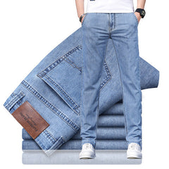 Men's Elastic Loose Soft Ice Silk Slim Straight Casual Jeans