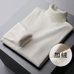 Men's Fleece Warm High Collar Knitted Sweater