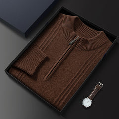 Cashmere autumn and winter half turtleneck zipper pullover sweater