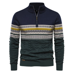 2023 Men's New Stand Collar Half Zipper Knitted High Quality Sweater