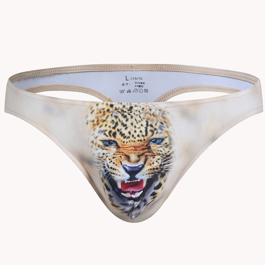 Sexy low waist printed U-pouch thong