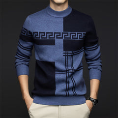 Men's contrasting round neck casual warm sweater