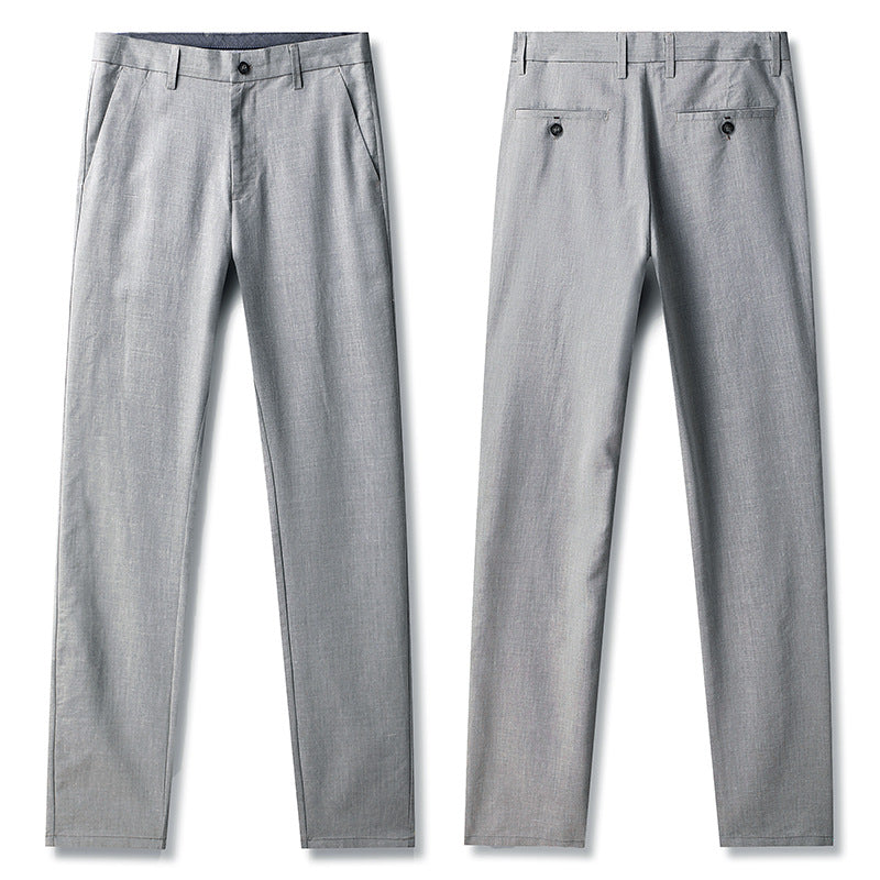 Linen straight-leg loose trousers