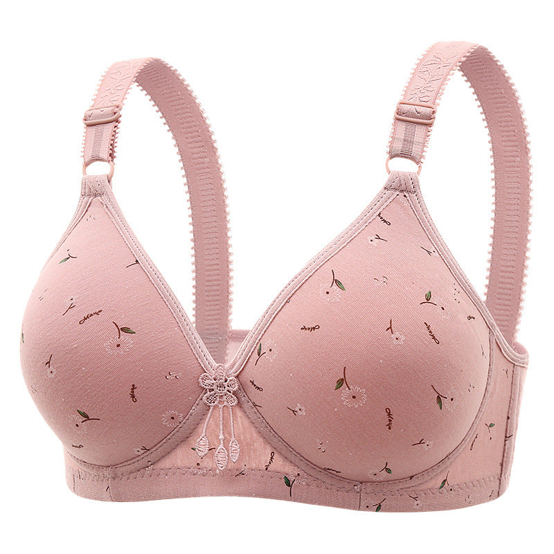 Thin wire-free push-up breathable bra