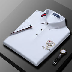 Men's Solid Color Mulberry Silk Casual Polo Shirt
