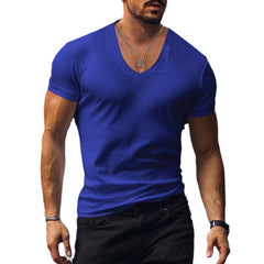 Men's V-neck Solid Color Slim Fit Bottoming Shirt