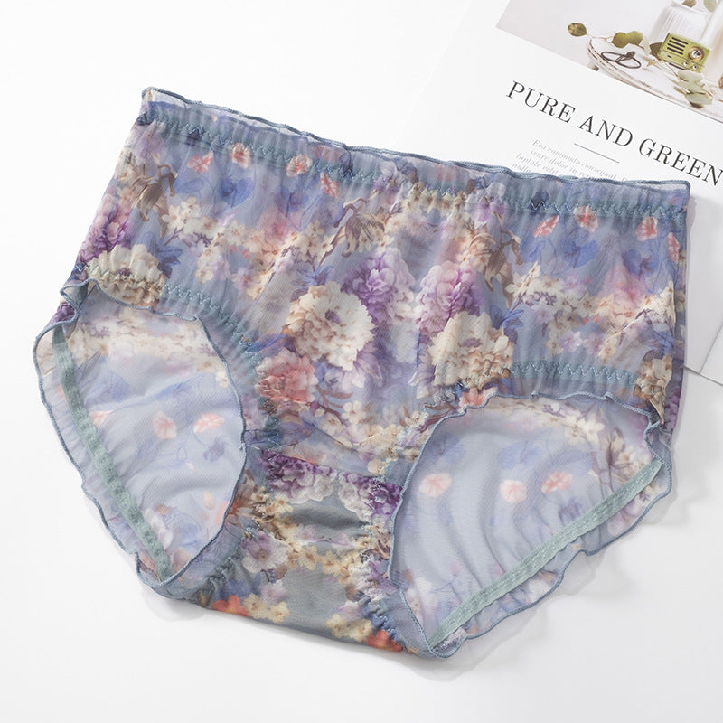 Sexy tulle seamless floral panties