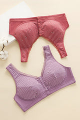 Front Button Thin Soft Cotton Wireless Bra