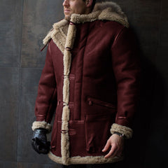 Men's Hooded Fur Collar Thickened Coat