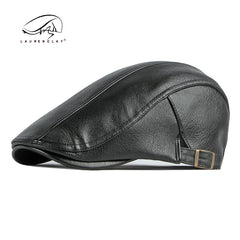 Leather retro thick warm beret