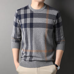 Men's Crew Neck Striped Casual Knitted Sweater