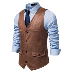 2023 V-neck Suede Single-breasted Casual Vest