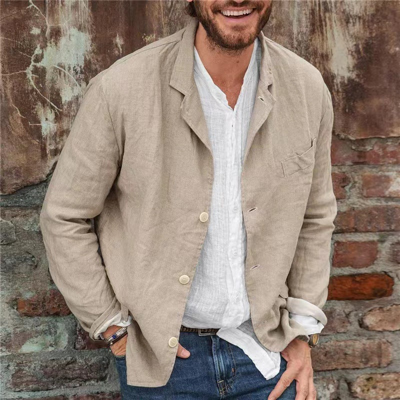 Casual Cotton and Linen Loose Shirt Blazer
