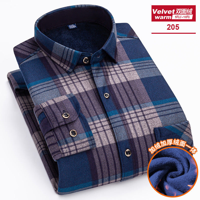 Men's Long-sleeved Double-sided Velvet Loose Casual Shirt