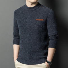 Casual warm loose fit jacquard crew neck sweater
