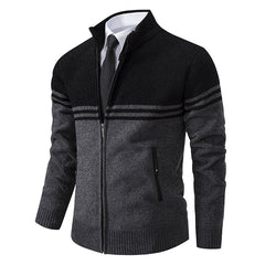 Men's Stand Collar Fashion Casual Color Block Sweater