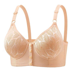 Large size front button non-wired jacquard bra