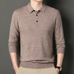 Men's Fashion Solid Color Lapel Casual Sweater