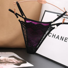 Sexy Satin Lace Low Rise Hollow Thong