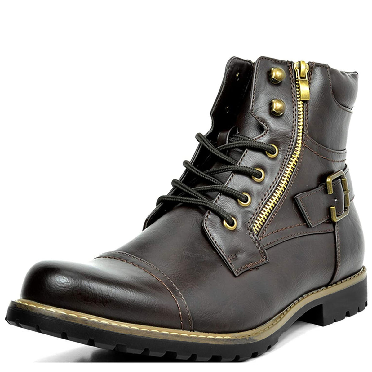Men's Metal Double Zipper Martin Boots