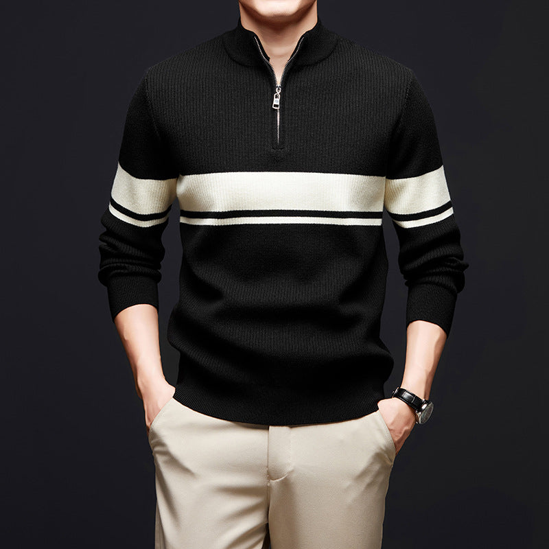 Men's Zipper Stand Collar Versatile Base Sweater