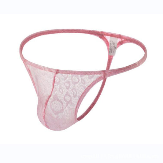 Trendy men's lace transparent thong