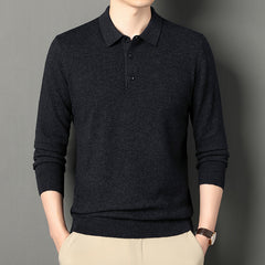 Men's Fashion Solid Color Lapel Casual Sweater