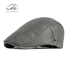 Leather retro thick warm beret